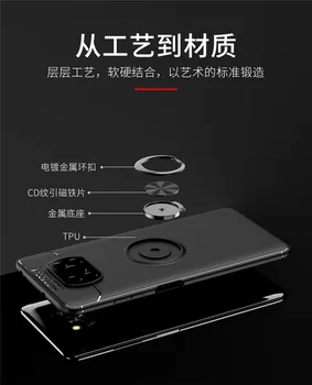 Už Xiaomi Mi Poco X3 NFC Atveju, Šarvai Metalo Žiedas Turėtojas Minkšto Silikono TPU Galinį Dangtelį Atveju Xiaomi Poco X3 NFC Matinis Dangtelis