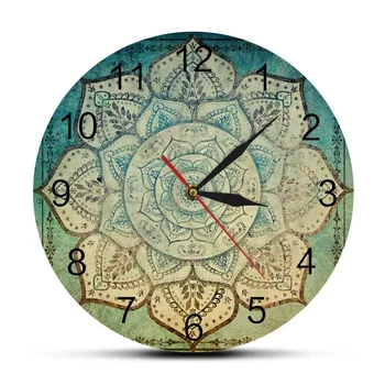 Užgeso Indijos Mandala Gėlių Raštas Spausdinti Sieninis Laikrodis Derliaus Bohemijos Mandala Namų Dekoro Silent Ne Tiksi Laikrodis Sieninis Žiūrėti