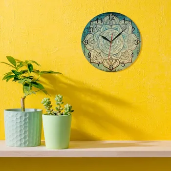 Užgeso Indijos Mandala Gėlių Raštas Spausdinti Sieninis Laikrodis Derliaus Bohemijos Mandala Namų Dekoro Silent Ne Tiksi Laikrodis Sieninis Žiūrėti