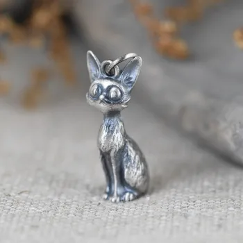 V. J. 925 Sterlingas Sidabro Gyvūnų Fox Pakabukas Karoliai Moterų Mergina Dovana Retro Silver Fox Fine Jewelry