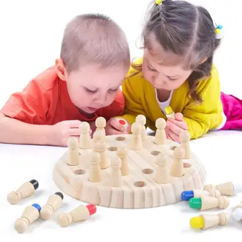 Vaikai Mediniai Atminties Rungtynės Stick Šachmatų Žaidimas Įdomus Blokuoti Stalo Žaidimas Švietimo Spalva Pažintinių Gebėjimų Žaislas Vaikui, Šachmatai Galvosūkiai