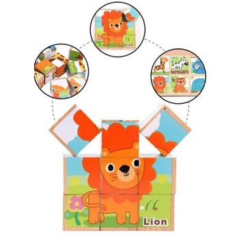Vaikai Rūšiavimo Žaislas Gyvūnų Mediniai Galvosūkiai, Dėlionės Kūdikių Mokymosi Žaislai Vaikams Dovanų 9Pcs