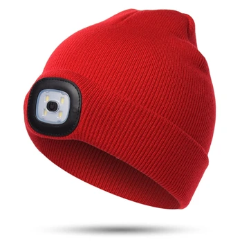 Vaiko priekinis žibintas Bžūp 4 LED Naktinis Apšvietimas Beanie kepurė su Šviesos USB Įkrovimo Skrybėlę Didelio Ryškumo Ultra Minkštas Daugiafunkcinis Stovykla