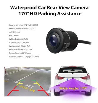 Vandeniui atsparus Universalus 170 laipsnių CCD Pakavimo Pagalbos Naktinio Matymo Auto Parkavimo Atbuline Kamera suderinama visiems automobiliams