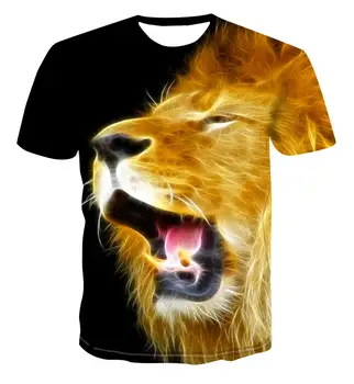 Vasaros 2020 nauja, T-shirt 3D atspausdintas gyvūnų tigras grafinis apvalios kaklo trumpomis rankovėmis T-shirt patogus laisvi vyrai ir moterys, S-6XL