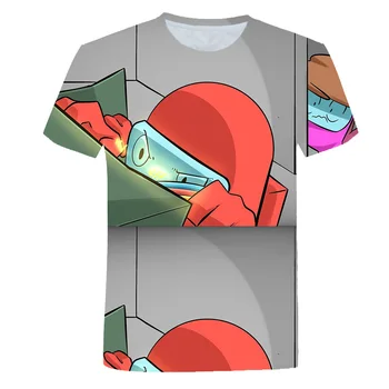 Vasaros 2021 3D Animaciją Tarp Mūsų Marškinėliai 4-16T Vaikų Viršūnes Juokingas Žaidimas Berniukams trumpomis Rankovėmis T-Shirt Impostor Grafinis Vaikas Viršūnes Tee