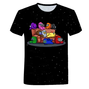 Vasaros 2021 3D Animaciją Tarp Mūsų Marškinėliai 4-16T Vaikų Viršūnes Juokingas Žaidimas Berniukams trumpomis Rankovėmis T-Shirt Impostor Grafinis Vaikas Viršūnes Tee