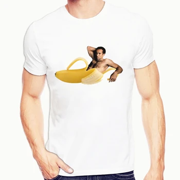 Vasaros Juokinga Nicolas Cage Į Bananų, T-marškinėliai, vyriški Hipster Tee Marškinėliai trumpomis Rankovėmis Viršūnes Mens Balta Kūrybos Viršuje Tee