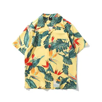 Vasaros Marškinėliai Paplūdimys Vyrų Havajų Marškinėliai Lapų Spausdinimo Harajuku Streetwear Hip-Hop Viršūnes trumpomis Rankovėmis Aukštos Kokybės HH192