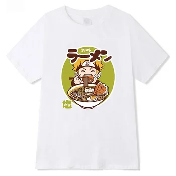 Vasaros Marškinėliai Trumpomis Rankovėmis Hip-Hop Anime T-Shirt Naruto Ramen Viršūnes Tee Marškinėliai