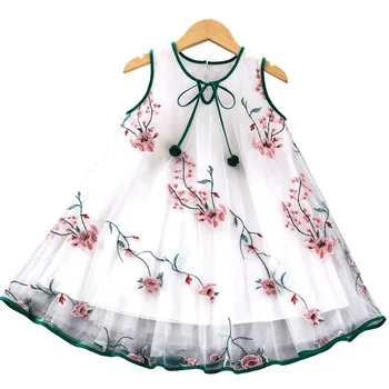 Vasaros Suknelė Mergaitėms Gėlių Rankovių Princesė Dress Šalies Vaikams, Elegantiškas Suknelė Vaikams Drabužių, Kostiumų 3-7 metų Vestidos