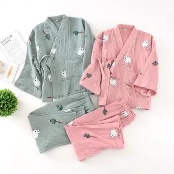 Vasaros Vaikų Pižama Nustatyti Medvilnės Marlės, Japonijos Yukata Berniukų Ir Mergaičių Pavasario Kimono Vaikų Namų Paslauga Sleepwear Priežastinio