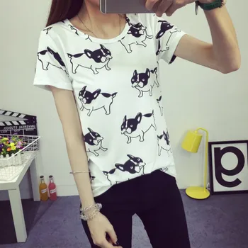 Vasarą Naujos Mados marškinėliai Moterims Mielas Šuo Atspausdinta Tee Marškinėliai Camisas Femininas 2019 Poleras De Mujer Femme Marškinėlius Viršūnės
