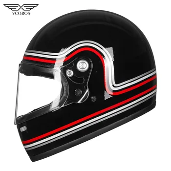 VCOROS A600 Stiklo Pluošto derliaus Visą Veidą Motociklo Šalmas capacete Paspirtukas moto Lenktynės Motociklai cascos para moto DOT ECE