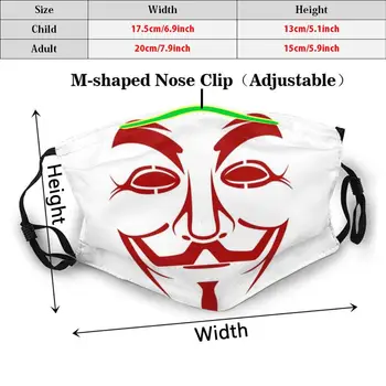 Vendetta Anonimas Kaukė Juokinga Spausdinti Daugkartinio Naudojimo Kd2.5 Filtras Veido Kaukė Vendetta Mask Red V Simbolis Internete Hacktivist Grupė