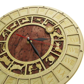 Venecija, Venecija Medienos Laikrodis Kaimiškas Kichen Sienos Žiūrėti Astrologija Mokslas Zodiako Sienos Meno Derlius Astronominių Žvaigždynų Laikrodis