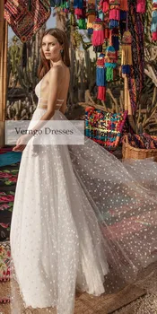 Verngo Paplūdimys Vestuvių Suknelė Boho Tiulio, Nėrinių Bei Šifono Vestuvių Suknelės 2020 Pusėje Ritininės Elegantiškas Bride Dress Vestidos De Novia