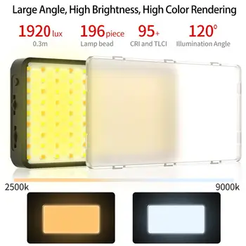 VIJIM VL196 RGB LED Šviesos Vaizdo Fotografija Apšvietimo 2500-9000K Užpildyti Šviesos VEIDRODINIŲ Išmanųjį telefoną Vlog Šviesos Lempos 3000mAh
