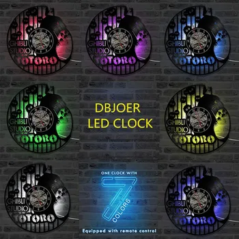 Vinyl CD Įrašyti Sieninis Laikrodis Klasikinis Studio Ghibli Anime Totoro Retro Dekoratyvinis Išjungti LED Laikrodžiai Kūrybos Antikos Stiliaus Sieninis Laikrodis