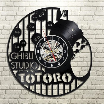 Vinyl CD Įrašyti Sieninis Laikrodis Klasikinis Studio Ghibli Anime Totoro Retro Dekoratyvinis Išjungti LED Laikrodžiai Kūrybos Antikos Stiliaus Sieninis Laikrodis