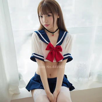 Viršūnės+sijonas Drabužių Rinkinys Moterims Japonijos JK Kostiumas Seksualus, Mielas Studentų Mergaitės mokyklinę Uniformą Transparente Nėrinių Mini Vest apatinis Trikotažas