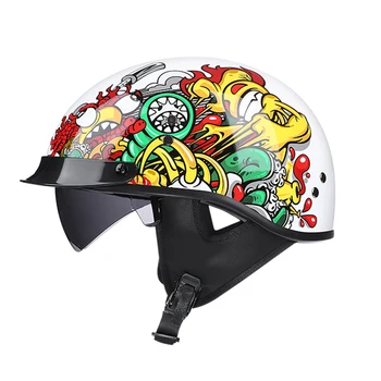 VOSS derliaus motociklo šalmas retro motoroleris pusė šalmas su Built-in lęšio antveidis kasko moto vairą moto capacete para DOT