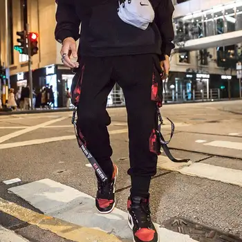 Vyrai Multi-kišenės, Elastinga Juosmens Dizaino Haremas Ziajać Vyrų Streetwear Punk Hip-Hop Atsitiktinis Kelnės Poilsiu Vyrų Šokių Ziajać Vyrai