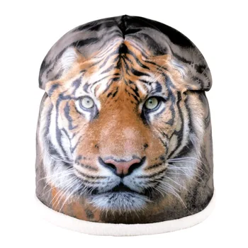 Vyrai Skrybėlę Plius Aksomo Nuolat Šilta Kepuraitė Žiemos Skrybėlės Moterims Mados 3D Tigras Spausdinti Gyvūnų variklio Dangčio Atsitiktinis Hip-Hop Kepurės Ponios Gorro