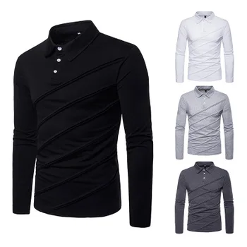 Vyriški polo marškinėliai rudens ir žiemos naujas mados europos dydžio vyriški laisvalaikio polo marškinėliai susiuvimo vyrų undershirt P045