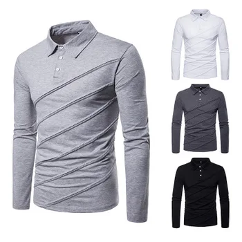 Vyriški polo marškinėliai rudens ir žiemos naujas mados europos dydžio vyriški laisvalaikio polo marškinėliai susiuvimo vyrų undershirt P045