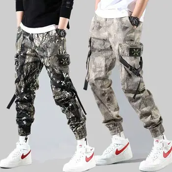 Vyriški Streetwear Kelnes Multi Kišenės Krovinių Haremo Kelnės Hip-Hop Atsitiktinis Vyras Track Kelnės Poilsiu Kelnės Mados Harajuku Kelnės