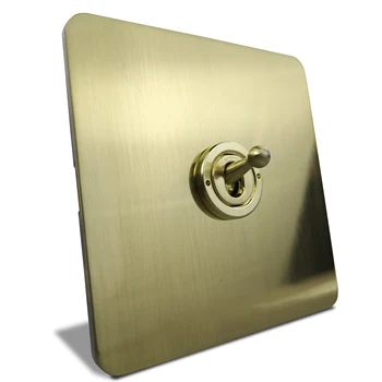 Wallpad Satino Aukso H6 1 Gauja Tarpinės Perlipti Perjungti Sienos Jungiklis, Šlifuoto Žalvario Spalva Nerūdijančio Plieno Plokštė