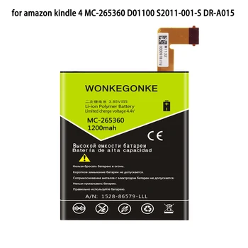 WONKEGONKE S2011-001-S Baterijos, skirtas amazon kindle 4 MC-265360 D01100 S2011-001-S DR-A015 Aukštos Kokybės Baterijų