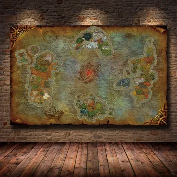 World of Warcraft Žaidimo Žemėlapį HD Spausdinti Paveikslai Tapyba Kambarį Miegamasis Apdailos Dažymo Žaidimų Kambarys Dekoro