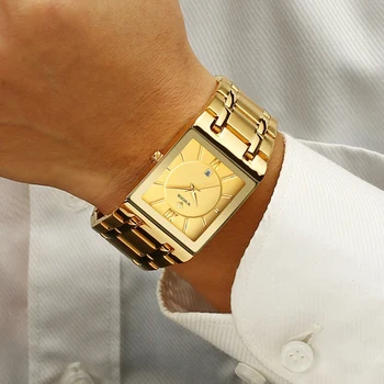 WWOOR Vyrų Laikrodžiai 2021 Prabanga Aukso Kvarciniai Laikrodžių Vyrams Kūrybinės Kvadratinis Plienas atsparus Vandeniui Riešo Žiūrėti Vyrų Laikrodis Relogio Masculino