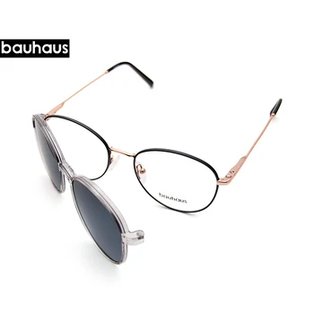X103 BAUHAUS Magnetas poliarizuota moterų, vyrų aukštos kokybės akiniai nuo saulės Šviesą Apvalūs metaliniai rėmai, akinių mados Prekės ženklo saulės akiniai UV400