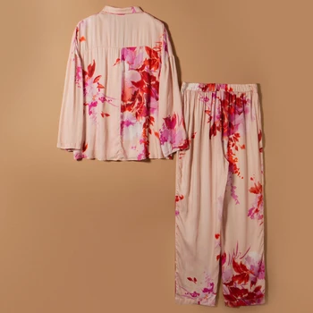 XIFER Dviejų dalių Pižama ilgomis rankovėmis Megztinis Kostiumas Kostiumas Pižama Moterų Spausdinti Gali Būti Susidėvėjęs Moterų Homewear