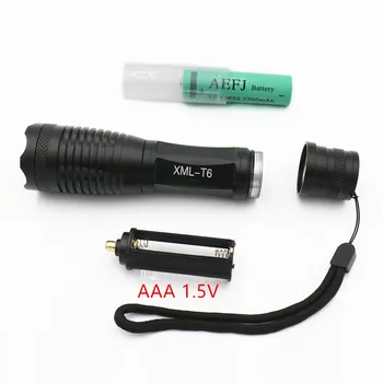 XML T6 ZOOM 18650 AAA Zoomable waterprof LED Žibintuvėlį,fakelą,savigynos,stovyklavimo žibintas,lempa+18650 baterija+kroviklis