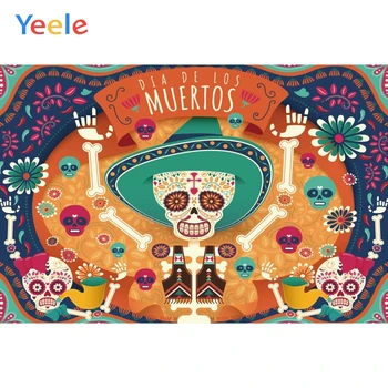 Yeele Mirusiųjų Dienos Fonas Meksikos Cukraus Kaukolės Nuotrauka Fone Dia DE Muertos Dress-up Šalies Fiesta Reklama Apdaila