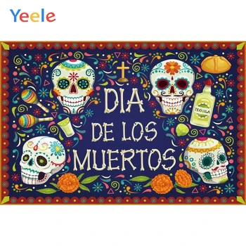 Yeele Mirusiųjų Dienos Fonas Meksikos Cukraus Kaukolės Nuotrauka Fone Dia DE Muertos Dress-up Šalies Fiesta Reklama Apdaila