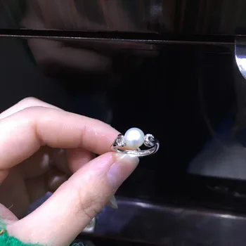 YIKALAISI 925 sterlingas sidabro papuošalai, Perlų žiedas papuošalai moterims Mados natūralus 7-8 mm Gėlavandenių perlų didmeninės