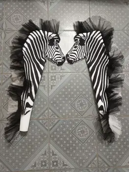 Zebra Modelis Jumpsuit Helovinas Šalis Cosplay Kostiumų Rompers Juosta Naktiniame Klube Moterų, Dainininkė, Šokėja Etape, Dėvėti Elastinės Jumpsuits