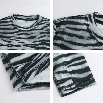 Zebras Dryžuotas Grafinis Pasėlių T-Marškinėliai, moteriški Marškinėliai ilgomis Rankovėmis E Mergina Mados 2020 Harajuku O-Kaklo Pulovers Tee Moterų Drabužiai