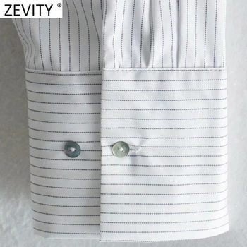 Zevity Moterų Derliaus Dryžuotas Spausdinti Atsitiktinis Palaidų Kimono Marškinėliai Šviesą Ponios ilgomis Rankovėmis Palaidinė Roupas Prašmatnus Femininas Viršūnes LS7578