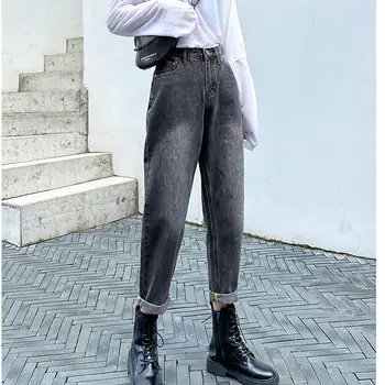 ZHISILAO Derliaus Aukšto Juosmens Džinsai Moterų Plius Dydis Draugu Haremas Tiesiai Džinsinio audinio Kelnės Streetwear Prašmatnus Mama Džinsai 2020 m.