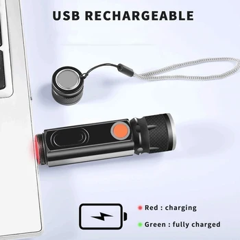 ZHIYU USB Įkraunamas LED Magnetas Fotoblykstės Kempingas, Žygiai Darbo Pastatytas Baterija Zoomable Žibinto Lempa, 5 Režimai T6 COB Žibintai