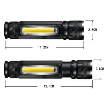 ZHIYU USB Įkraunamas LED Magnetas Fotoblykstės Kempingas, Žygiai Darbo Pastatytas Baterija Zoomable Žibinto Lempa, 5 Režimai T6 COB Žibintai