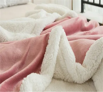 ZHUO MO Dvigubo sluoksnio ėriukų antklodės lovos rožinis žiemos svertinis Vilnos antklodė Super Minkštas Mesti Ant Sofos paklodės antklodė
