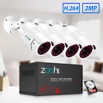 Zoohi HAINAUT Priežiūros Sistema 1080P Vaizdo Stebėjimo Sistema, Lauko vaizdo Kameros Vandeniui Naktinio Matymo Saugumo Kameros Rinkiniu IP66