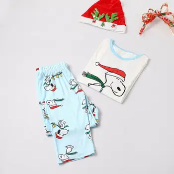 Šeimos Atitikimo Kalėdų Pižama Nustatyti Medvilnės Moterų, Kūdikių, Vaikų ilgomis Rankovėmis Animacinių filmų Žiemos Sleepwear Neightwear UK